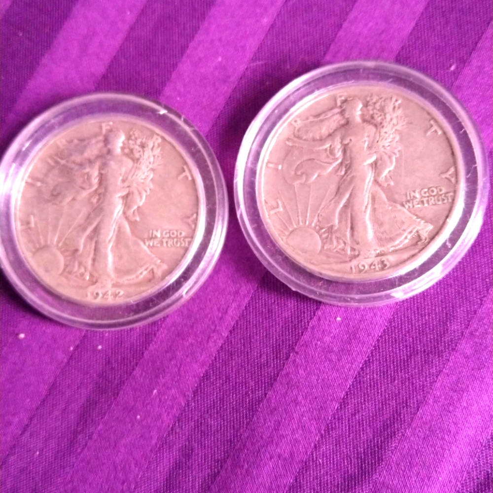 1941 & 1942 walking liberty half dollar